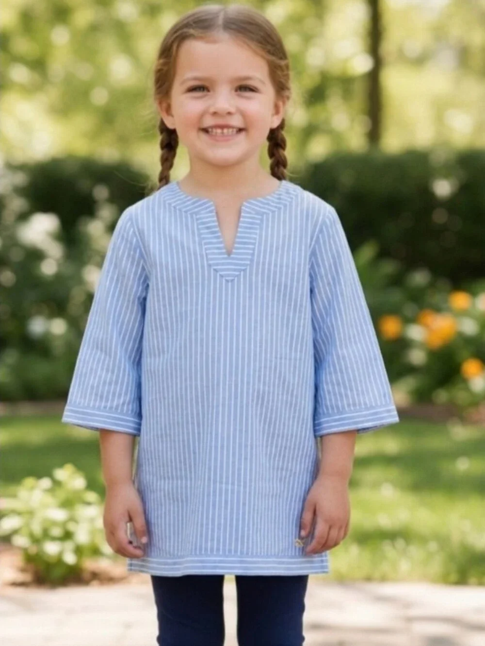 Vineyard Vines Youth Girls Woven Striped Tunic Top Medium 10-12